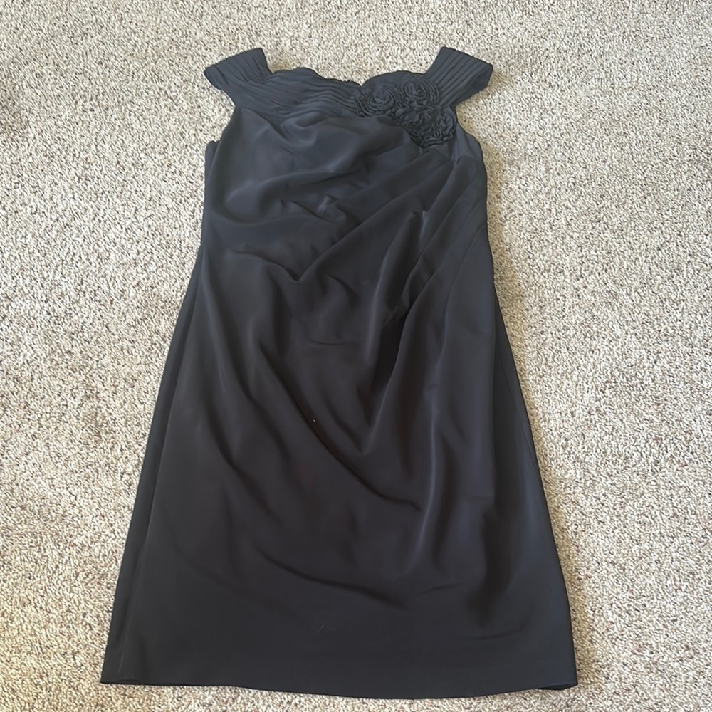 Adrianna Papell Black Ruched One Shoulder Sheath Dress